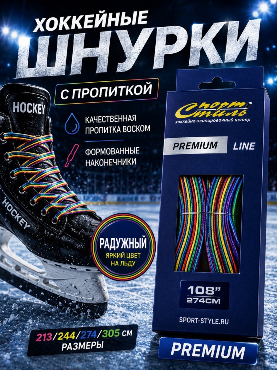 Шнурки СПОРТ-СТИЛЬ PREMIUM 305 см. с пропиткой